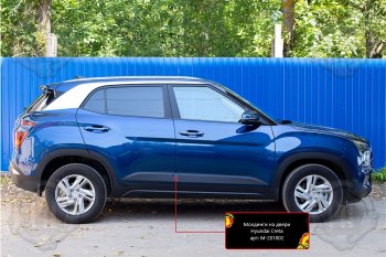 Комплект молдингов на двери (4 шт, шагрень) Русская Артель Hyundai Creta SU (2020-2022) (Поверхность текстурная)