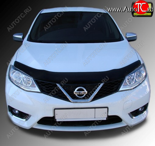 1 329 р. Дефлектор капота SIM Nissan Tiida 2 хэтчбек C13 дорестайлинг (2015-2016)  с доставкой в г. Майкоп