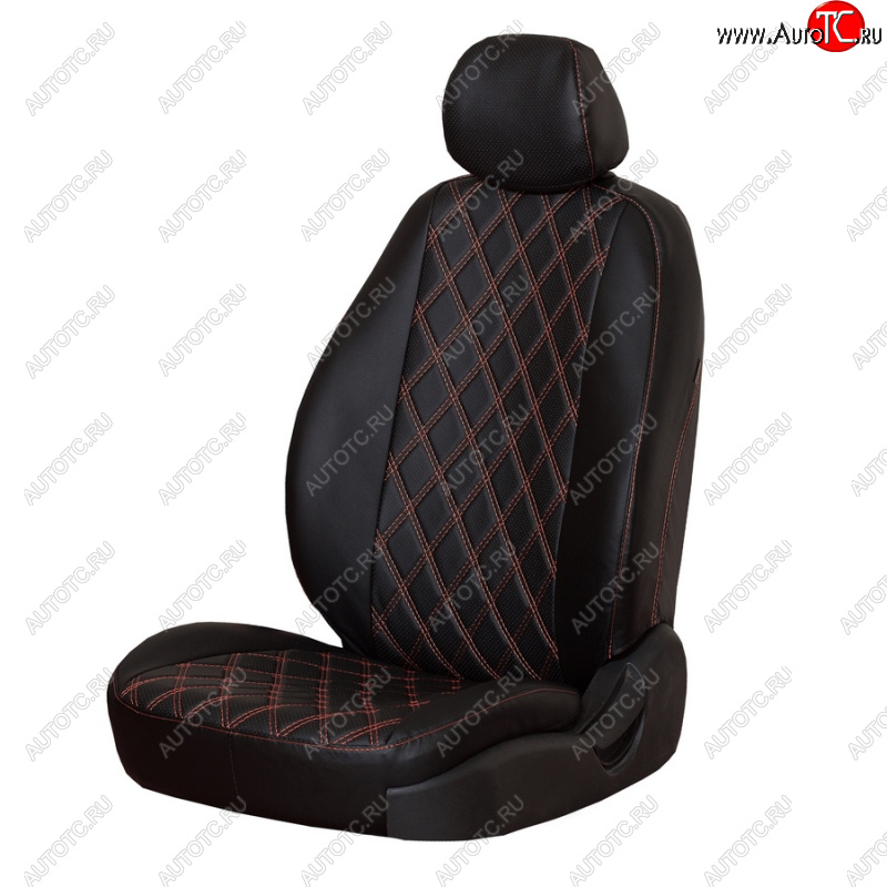 4 999 р. Чехлы сидений (экокожа, 2/3) ПЕТРОВ Орегон Ромб  Nissan Almera  G15 (2012-2019) седан (черный)  с доставкой в г. Майкоп
