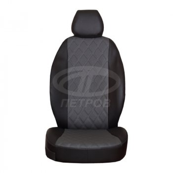 4 999 р. Чехлы сидений (экокожа, 2/3) ПЕТРОВ Орегон Ромб  Nissan Almera  G15 (2012-2019) седан (черный/серый)  с доставкой в г. Майкоп. Увеличить фотографию 2