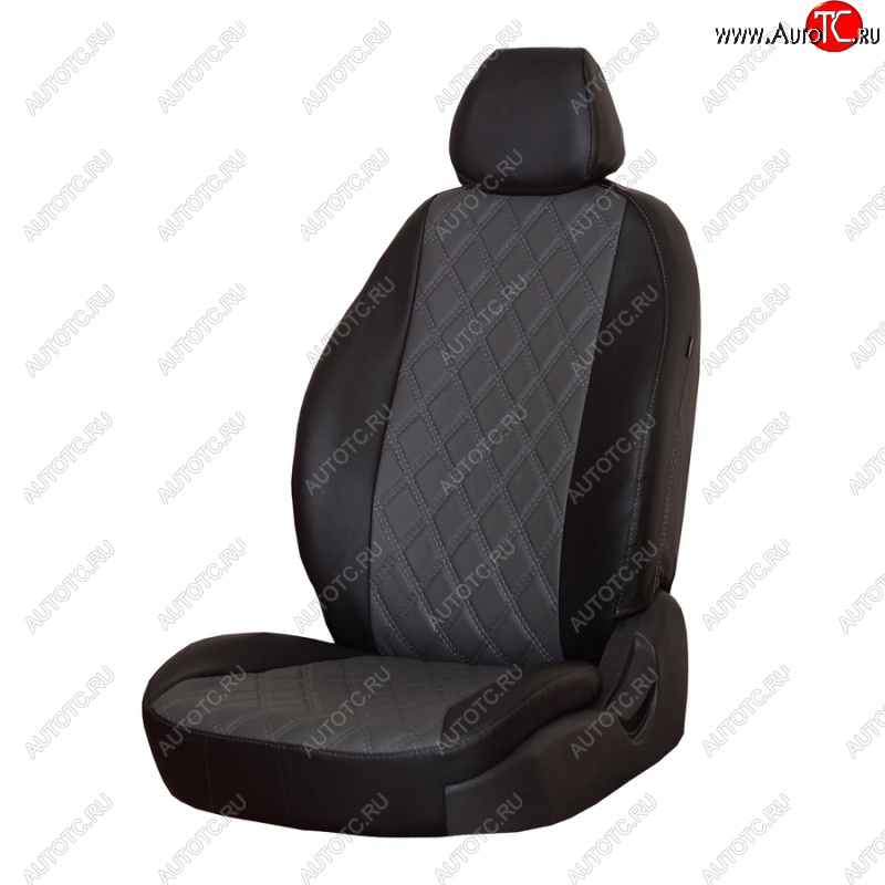 4 999 р. Чехлы сидений (экокожа, 2/3) ПЕТРОВ Орегон Ромб  Nissan Almera  G15 (2012-2019) седан (черный/серый)  с доставкой в г. Майкоп