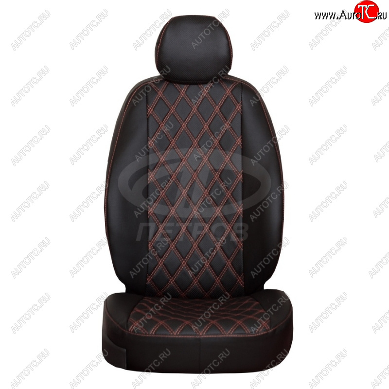 4 999 р. Чехлы сидений (экокожа, 2/3 airbag, №2) ПЕТРОВ Орегон Ромб  Renault Duster  HS (2015-2021) рестайлинг (черный/красная нить)  с доставкой в г. Майкоп