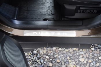 3 239 р. Пороги накладки Petroil Tuning Renault Duster HM рестайлинг (2021-2024) (полированная нержавейка)  с доставкой в г. Майкоп. Увеличить фотографию 2