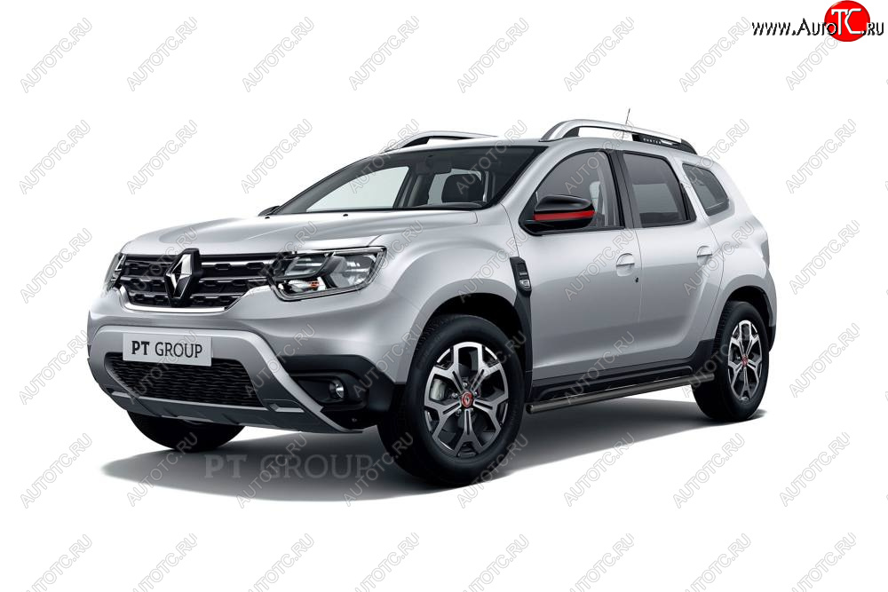 6 889 р. Защита порогов (прямая, Ø63 мм) Petroil Tuning Renault Duster HM рестайлинг (2021-2024) (окраска в черный (Шагрень))  с доставкой в г. Майкоп