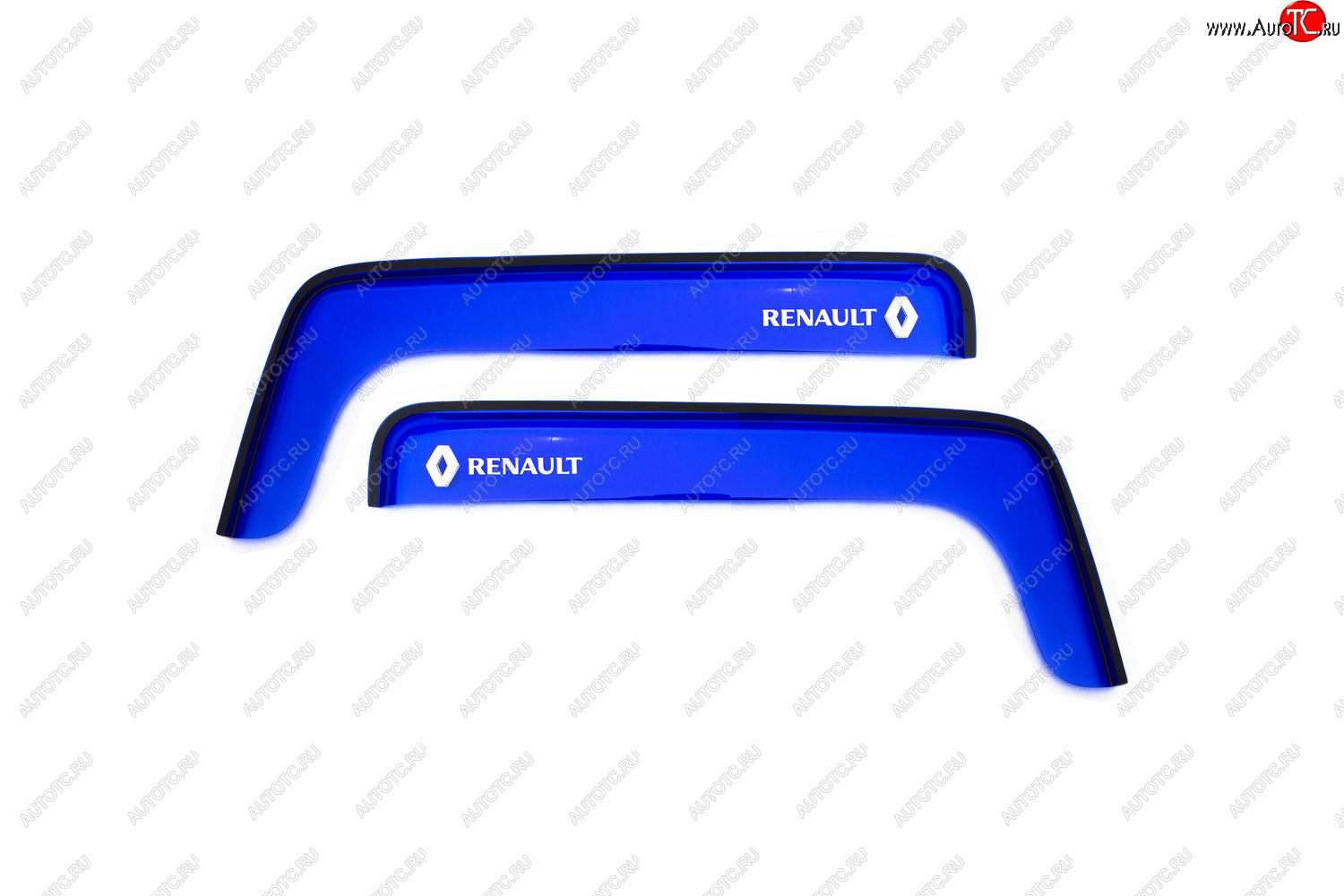 259 р. Дефлекторы окон (с логотипом RENAULT, накладные, синие) REIN Renault Premium (1996-2025)  с доставкой в г. Майкоп