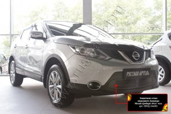 Защитная сетка и зимняя заглушка решетки бампера Русская Артель Nissan Qashqai 2 J11 дорестайлинг (2013-2019) (Поверхность текстурная)