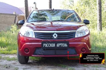2 149 р. Защитная сетка решетки переднего бампера Русская Артель Renault Sandero (BS) (2009-2014) (Поверхность текстурная)  с доставкой в г. Майкоп. Увеличить фотографию 3