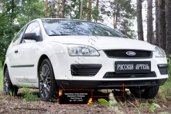 Защитная сетка решетки переднего бампера Русская Артель Ford Focus 2  седан дорестайлинг (2004-2008) (Поверхность текстурная)