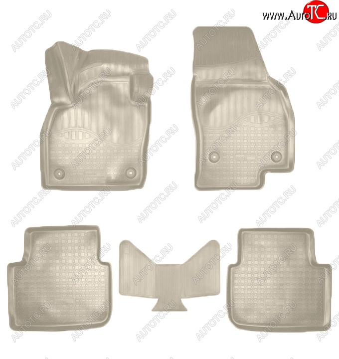 3 299 р. Коврики салонные Noplast (3D)  Skoda Kamiq (2019-2025) (Бежевые)  с доставкой в г. Майкоп