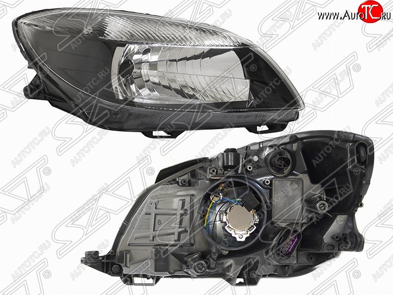 6 699 р. Правая фара передняя SAT (черная) Skoda Fabia Mk2 универсал рестайлинг (2010-2014)  с доставкой в г. Майкоп