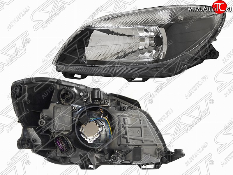 6 699 р. Левая фара передняя SAT (черная) Skoda Fabia Mk2 универсал рестайлинг (2010-2014)  с доставкой в г. Майкоп