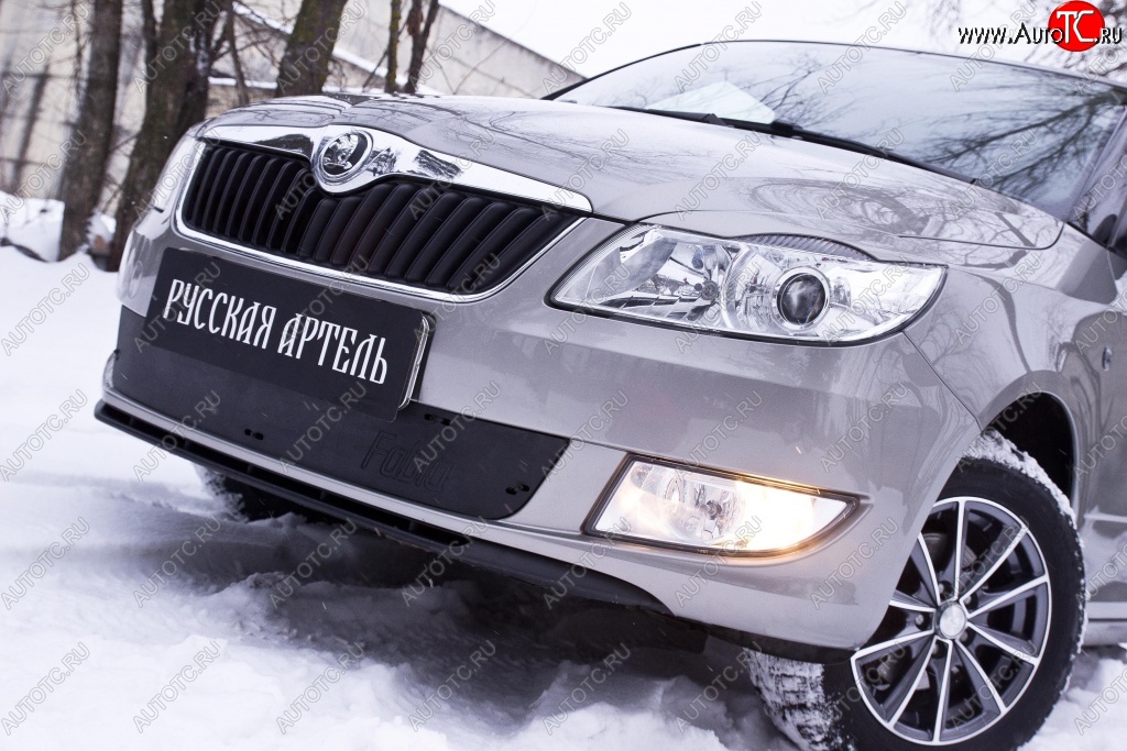 999 р. Зимняя заглушка решетки переднего бампера РА Skoda Fabia Mk2 хэтчбэк рестайлинг (2010-2014)  с доставкой в г. Майкоп