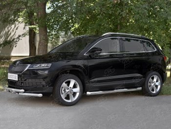 26 999 р. Защита переднего бампера (2 трубы Ø63 мм, нержавейка) SLITKOFF Skoda Karoq NU7 дорестайлинг (2017-2021)  с доставкой в г. Майкоп. Увеличить фотографию 3