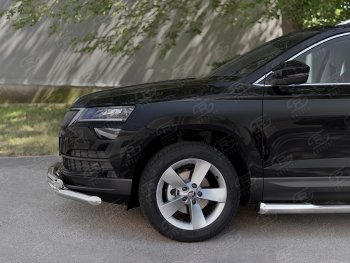 26 999 р. Защита переднего бампера (2 трубы Ø63 мм, нержавейка) SLITKOFF Skoda Karoq NU7 дорестайлинг (2017-2021)  с доставкой в г. Майкоп. Увеличить фотографию 4
