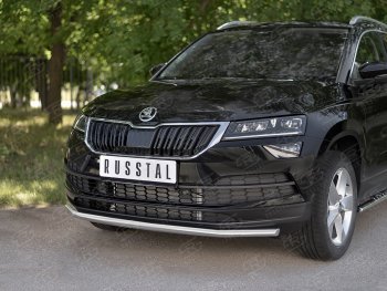 15 499 р. Защита переднего бампера (Ø42 мм, нержавейка) SLITKOFF Skoda Karoq NU7 дорестайлинг (2017-2021)  с доставкой в г. Майкоп. Увеличить фотографию 2