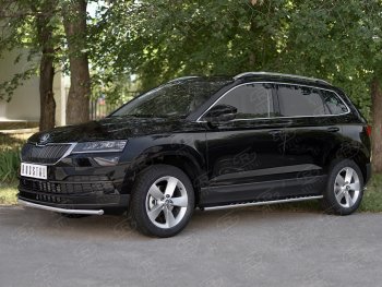 15 499 р. Защита переднего бампера (Ø42 мм, нержавейка) SLITKOFF Skoda Karoq NU7 дорестайлинг (2017-2021)  с доставкой в г. Майкоп. Увеличить фотографию 3