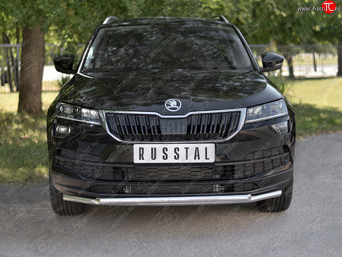 18 999 р. Защита переднего бампера (2 трубы Ø42 мм, нержавейка) SLITKOFF Skoda Karoq NU7 дорестайлинг (2017-2021)  с доставкой в г. Майкоп