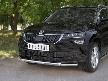 18 999 р. Защита переднего бампера (2 трубы Ø42 мм, нержавейка) SLITKOFF Skoda Karoq NU7 дорестайлинг (2017-2021)  с доставкой в г. Майкоп. Увеличить фотографию 2
