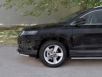 18 999 р. Защита переднего бампера (2 трубы Ø42 мм, нержавейка) SLITKOFF Skoda Karoq NU7 дорестайлинг (2017-2021)  с доставкой в г. Майкоп. Увеличить фотографию 4
