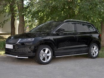 18 999 р. Защита переднего бампера (2 трубы Ø42 мм, нержавейка) SLITKOFF Skoda Karoq NU7 дорестайлинг (2017-2021)  с доставкой в г. Майкоп. Увеличить фотографию 3
