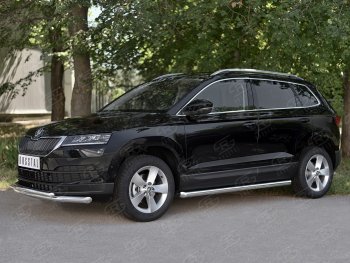 21 899 р. Защита переднего бампера (2 трубы Ø63 и 42 мм, нержавейка) SLITKOFF  Skoda Karoq  NU7 (2017-2021) дорестайлинг  с доставкой в г. Майкоп. Увеличить фотографию 3