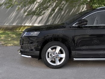 21 899 р. Защита переднего бампера (2 трубы Ø63 и 42 мм, нержавейка) SLITKOFF  Skoda Karoq  NU7 (2017-2021) дорестайлинг  с доставкой в г. Майкоп. Увеличить фотографию 4