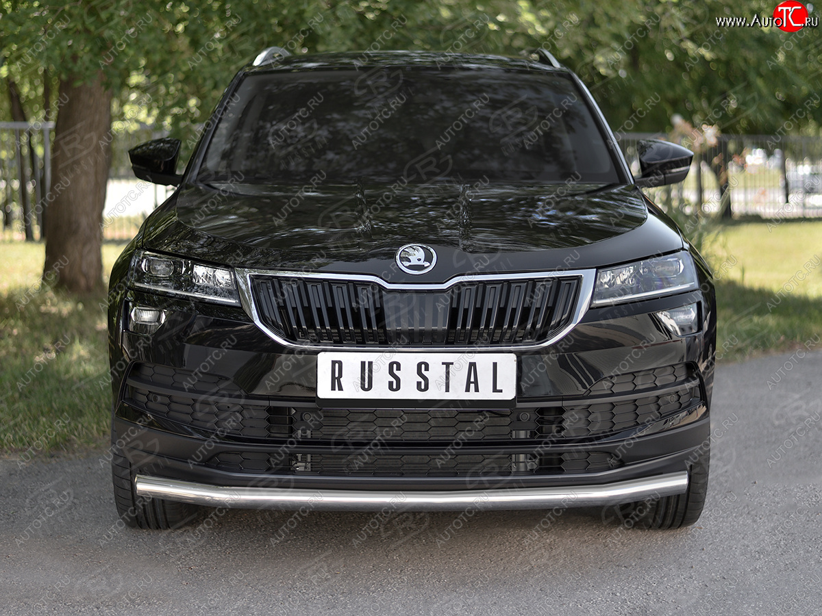 16 299 р. Защита переднего бампера (Ø63 мм, нержавейка) SLITKOFF Skoda Karoq NU7 дорестайлинг (2017-2021)  с доставкой в г. Майкоп