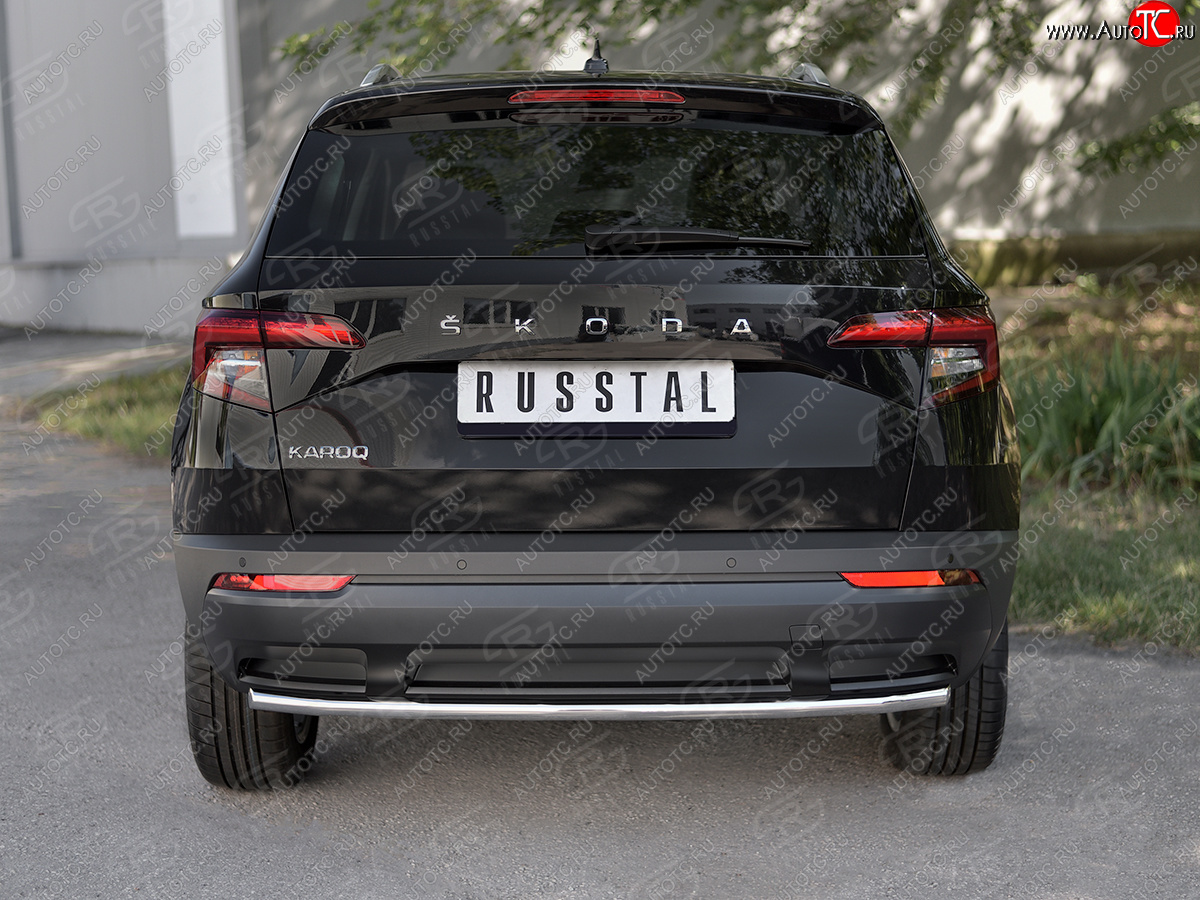 14 549 р. Защита заднего бампера (Ø42 мм, нержавейка) SLITKOFF  Skoda Karoq  NU7 (2017-2021) дорестайлинг  с доставкой в г. Майкоп