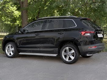 14 549 р. Защита заднего бампера (Ø42 мм, нержавейка) SLITKOFF  Skoda Karoq  NU7 (2017-2021) дорестайлинг  с доставкой в г. Майкоп. Увеличить фотографию 4