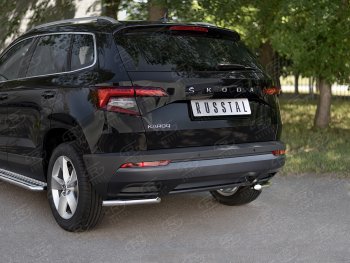 12 599 р. Защита заднего бампера (Ø42 мм уголки, нержавейка) SLITKOFF  Skoda Karoq  NU7 (2017-2021) дорестайлинг  с доставкой в г. Майкоп. Увеличить фотографию 2