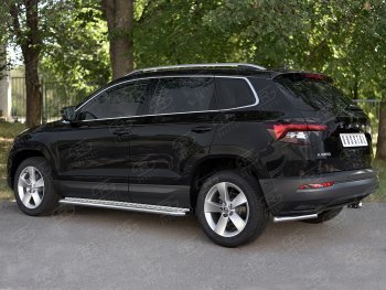 12 599 р. Защита заднего бампера (Ø42 мм уголки, нержавейка) SLITKOFF  Skoda Karoq  NU7 (2017-2021) дорестайлинг  с доставкой в г. Майкоп. Увеличить фотографию 4