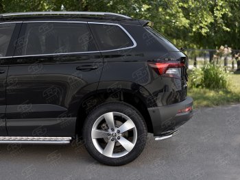 12 599 р. Защита заднего бампера (Ø42 мм уголки, нержавейка) SLITKOFF  Skoda Karoq  NU7 (2017-2021) дорестайлинг  с доставкой в г. Майкоп. Увеличить фотографию 3