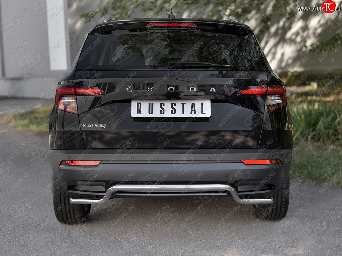 14 999 р. Защита заднего бампера (Ø42 мм волна, нержавейка) SLITKOFF  Skoda Karoq  NU7 (2017-2021) дорестайлинг  с доставкой в г. Майкоп