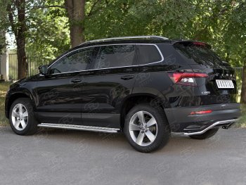 14 999 р. Защита заднего бампера (Ø42 мм волна, нержавейка) SLITKOFF  Skoda Karoq  NU7 (2017-2021) дорестайлинг  с доставкой в г. Майкоп. Увеличить фотографию 4