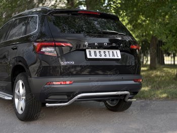 14 999 р. Защита заднего бампера (Ø42 мм волна, нержавейка) SLITKOFF  Skoda Karoq  NU7 (2017-2021) дорестайлинг  с доставкой в г. Майкоп. Увеличить фотографию 2