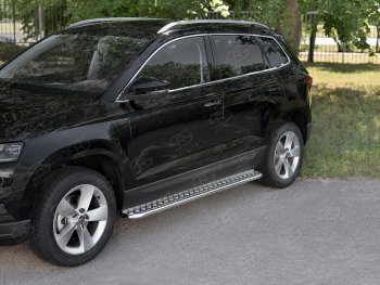 22 999 р. Пороги SLITKOFF d42 с листом Skoda Karoq NU7 дорестайлинг (2017-2021) (лист алюминий, труба сталь)  с доставкой в г. Майкоп. Увеличить фотографию 2