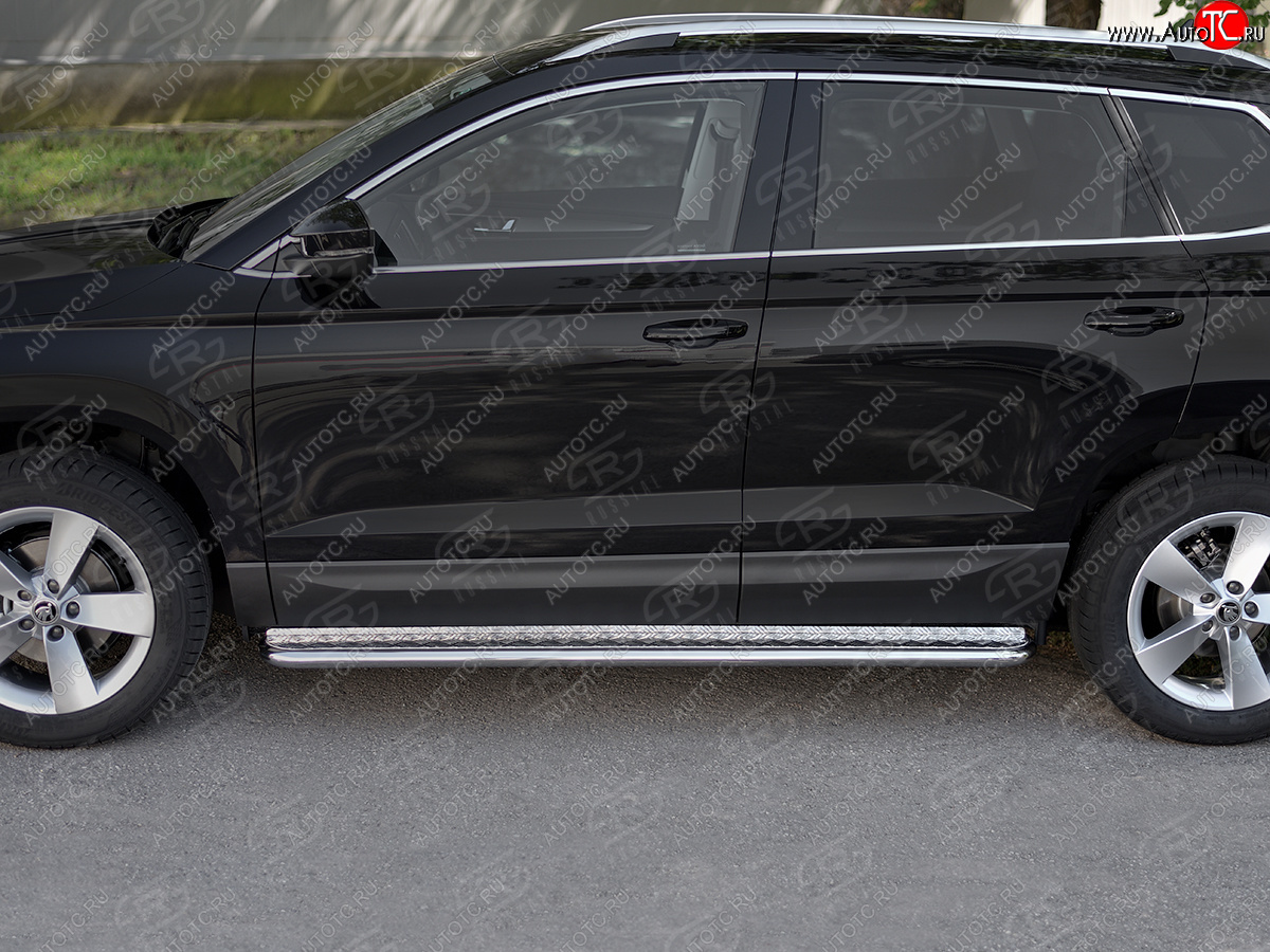 22 999 р. Пороги SLITKOFF d42 с листом Skoda Karoq NU7 дорестайлинг (2017-2021) (лист алюминий, труба сталь)  с доставкой в г. Майкоп