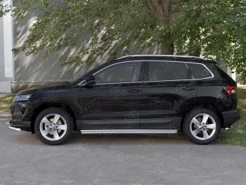 22 999 р. Пороги SLITKOFF d42 с листом Skoda Karoq NU7 дорестайлинг (2017-2021) (лист алюминий, труба сталь)  с доставкой в г. Майкоп. Увеличить фотографию 3