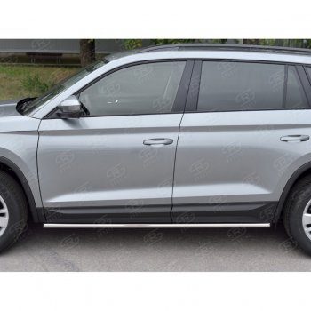 17 999 р. Пороги накладки труба d42 (v 1) SLITKOFF  Skoda Kodiaq  NU7 (2017-2021) дорестайлинг (Неокрашенные)  с доставкой в г. Майкоп. Увеличить фотографию 2