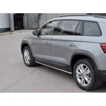 17 999 р. Пороги накладки труба d42 (v 1) SLITKOFF  Skoda Kodiaq  NU7 (2017-2021) дорестайлинг (Неокрашенные)  с доставкой в г. Майкоп. Увеличить фотографию 3