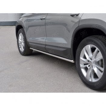 17 999 р. Пороги накладки труба d42 (v 1) SLITKOFF  Skoda Kodiaq  NU7 (2017-2021) дорестайлинг (Неокрашенные)  с доставкой в г. Майкоп. Увеличить фотографию 4