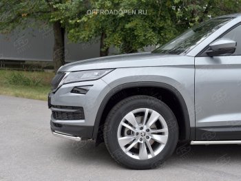 15 249 р. Защита переднего бампера (Ø42 мм, нержавейка) SLITKOFF Skoda Kodiaq NU7 дорестайлинг (2017-2021)  с доставкой в г. Майкоп. Увеличить фотографию 2