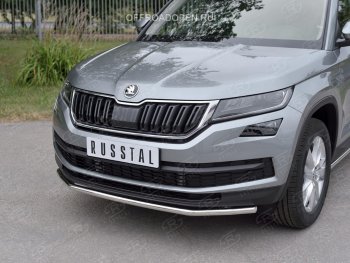 15 249 р. Защита переднего бампера (Ø42 мм, нержавейка) SLITKOFF Skoda Kodiaq NU7 дорестайлинг (2017-2021)  с доставкой в г. Майкоп. Увеличить фотографию 3