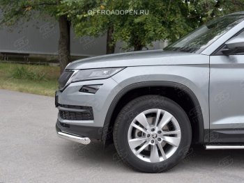 16 499 р. Защита переднего бампера (Ø63 мм, нержавейка) SLITKOFF Skoda Kodiaq NU7 дорестайлинг (2017-2021)  с доставкой в г. Майкоп. Увеличить фотографию 4