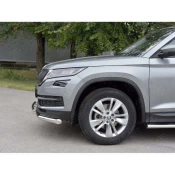 16 249 р. Защита переднего бампера (2 трубы Ø63 и 75х42 мм, нержавейка) Russtal Skoda Kodiaq NU7 дорестайлинг (2017-2021)  с доставкой в г. Майкоп. Увеличить фотографию 4