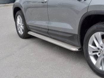 35 549 р. Широкая защита порогов из трубы диаметром 42 мм SLITKOFF v3  Skoda Kodiaq  NU7 (2017-2021) дорестайлинг  с доставкой в г. Майкоп. Увеличить фотографию 3