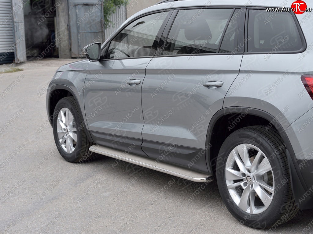 35 549 р. Широкая защита порогов из трубы диаметром 42 мм SLITKOFF v3  Skoda Kodiaq  NU7 (2017-2021) дорестайлинг  с доставкой в г. Майкоп