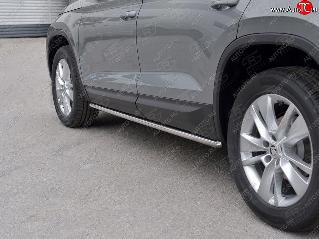 17 999 р. Защита порогов SLITKOFF из круглой трубы диаметром 42 мм v3  Skoda Kodiaq  NU7 (2017-2021) дорестайлинг  с доставкой в г. Майкоп