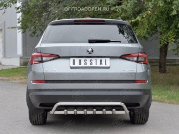 22 349 р. Защита заднего бампера (Ø42 мм волна+зубы, нержавейка) SLITKOFF Skoda Kodiaq NU7 дорестайлинг (2017-2021)  с доставкой в г. Майкоп. Увеличить фотографию 4