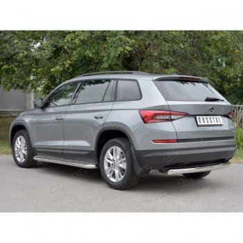 13 399 р. Защита заднего бампера d75х42 дуга Russtal Skoda Kodiaq NU7 дорестайлинг (2017-2021)  с доставкой в г. Майкоп. Увеличить фотографию 2